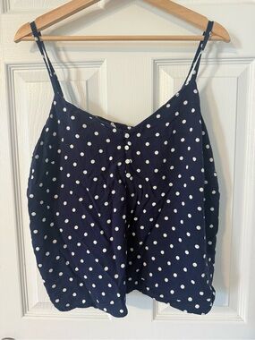 Old Navy Navy and White Polka Dot Spaghetti Strap Camisole